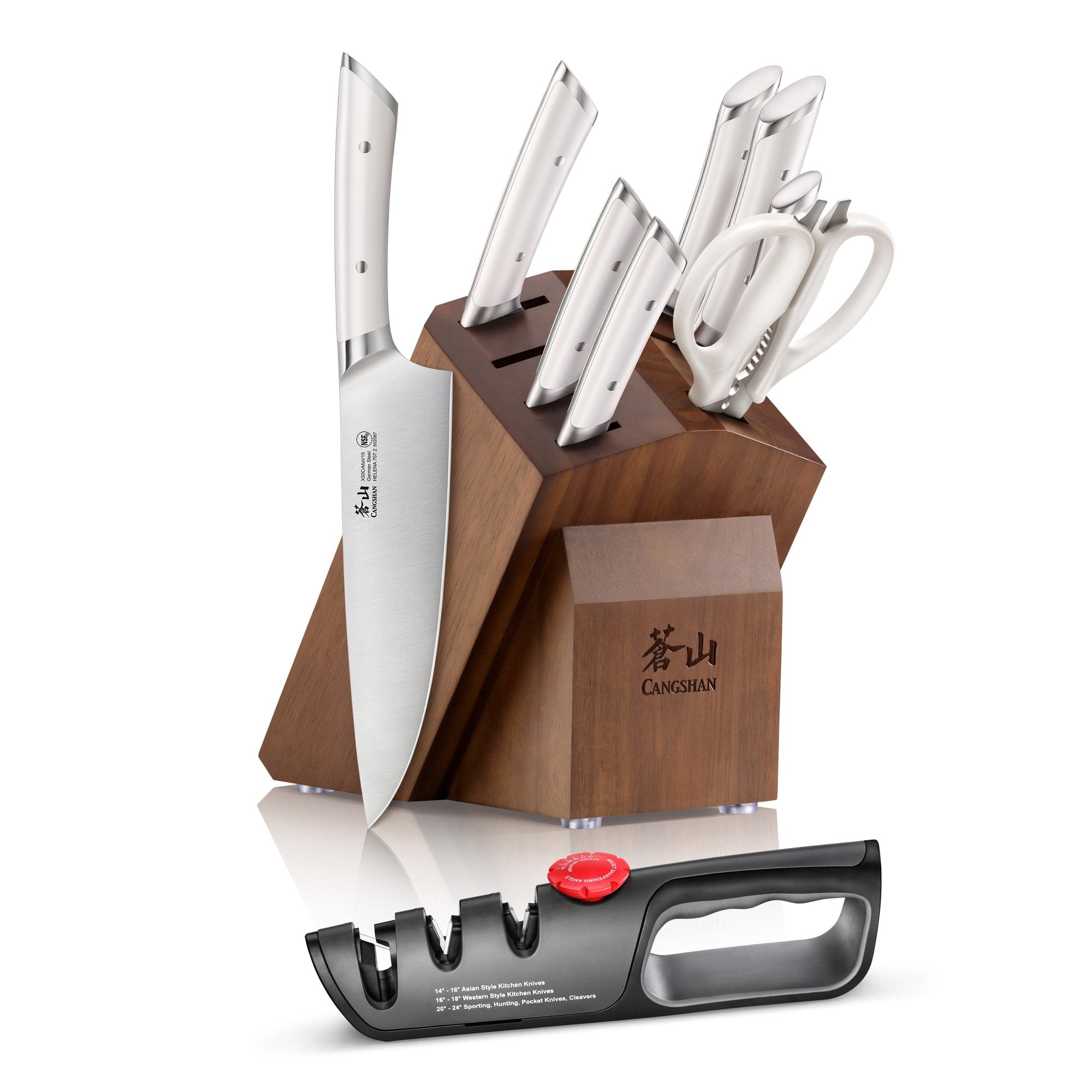 HELENA Series 10-Piece Knife Block Set, Forged German Steel, Acacia Block