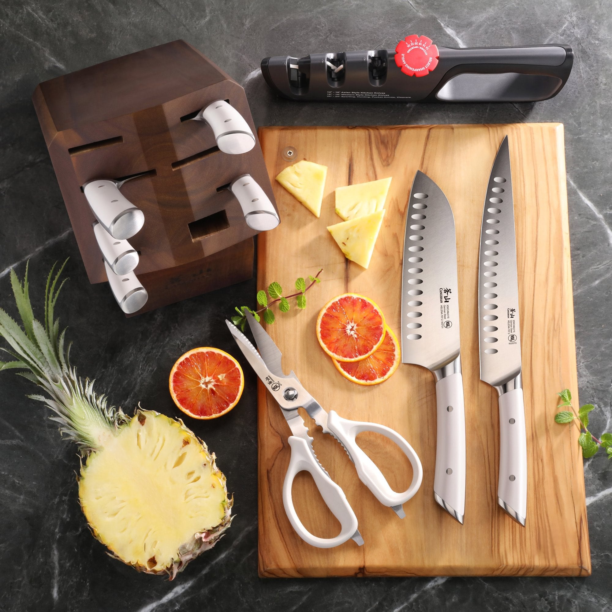 HELENA Series 10-Piece Knife Block Set, Forged German Steel, Acacia Block