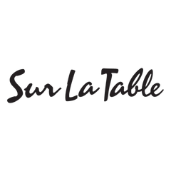 Sur La Table logo written in dark cursive font on a black background.