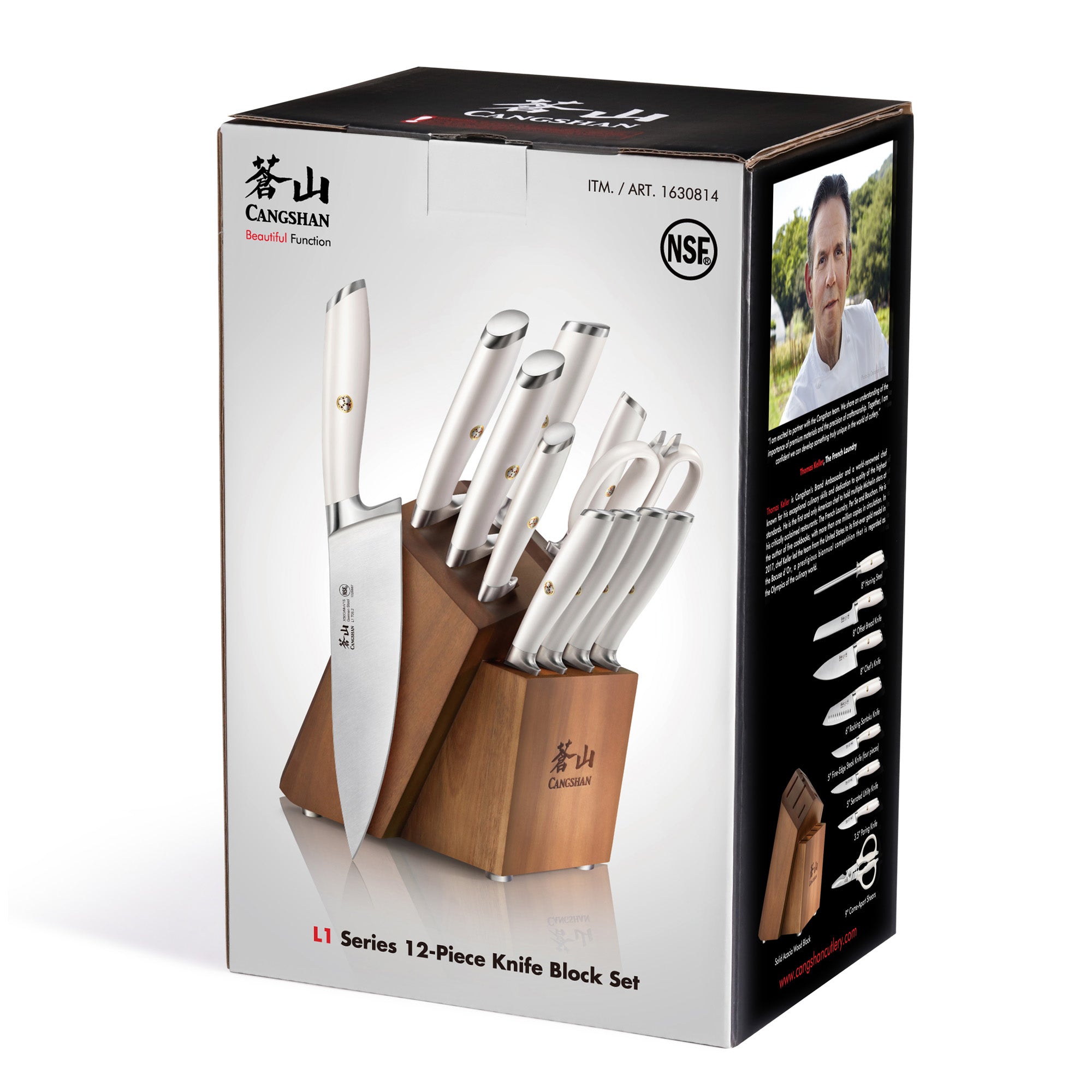 L & L1 Series 12-Piece Knife Block Set with 4 Steak Knives, Forged German Steel