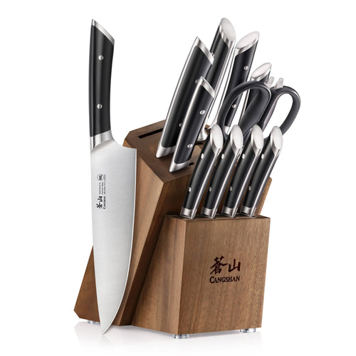HELENA Series 12-Piece Knife Block Set, Forged German Steel, Acacia Block