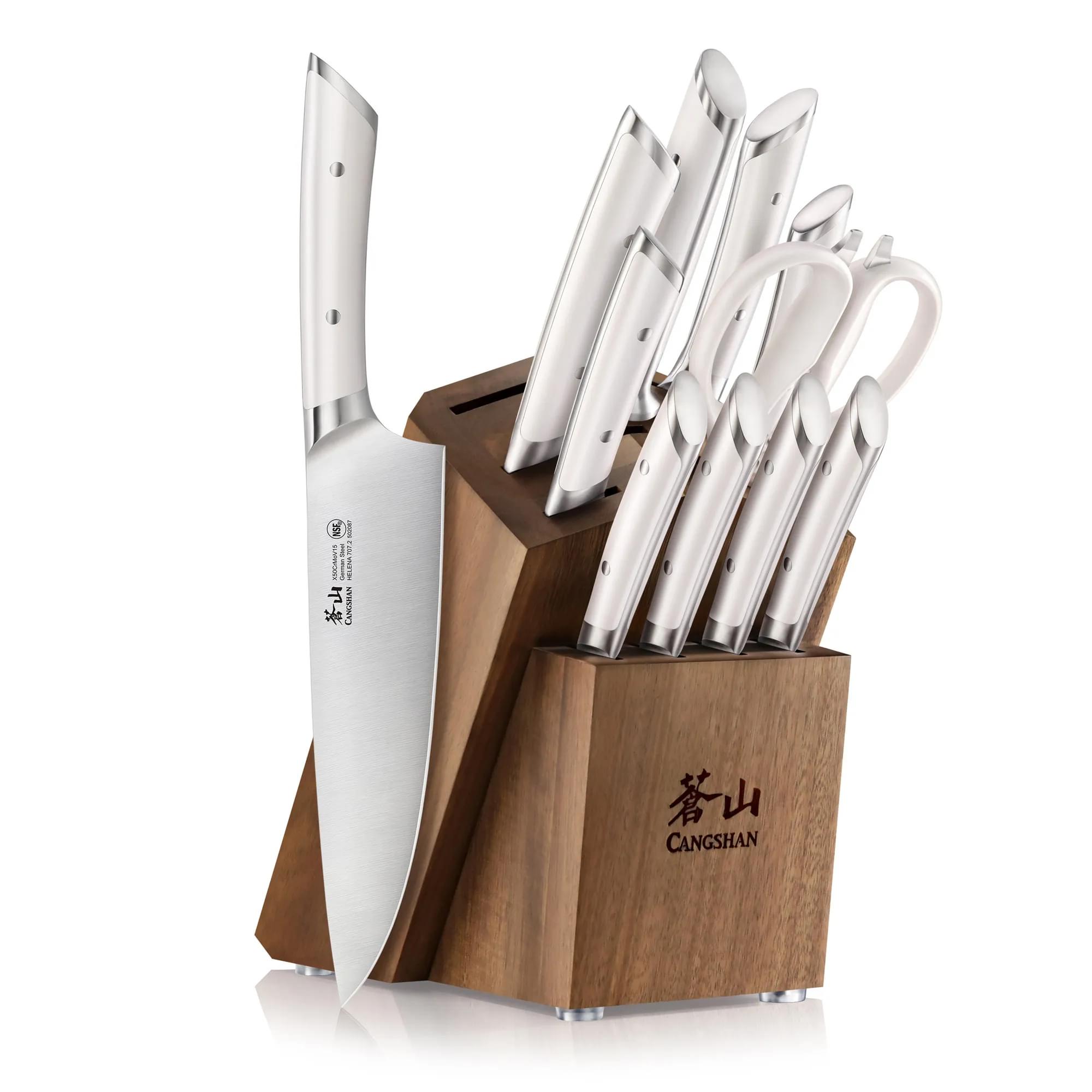 HELENA Series 12-Piece Knife Block Set, Forged German Steel, Acacia Block