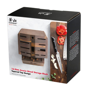 
                  
                    Cargar imagen en el visor de la galería, Empty Knife Block, 16-Slot Organizer, Angled Top, Acacia, 505576
                  
                