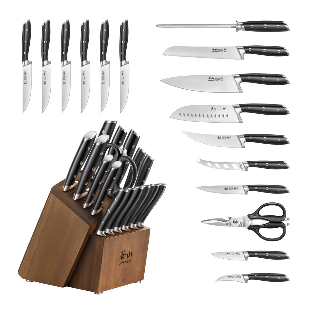 
                  
                    Load image into Gallery viewer, ALPS Series 17-Piece Knife Block Set, Forged German Steel, Acacia Block
                  
                