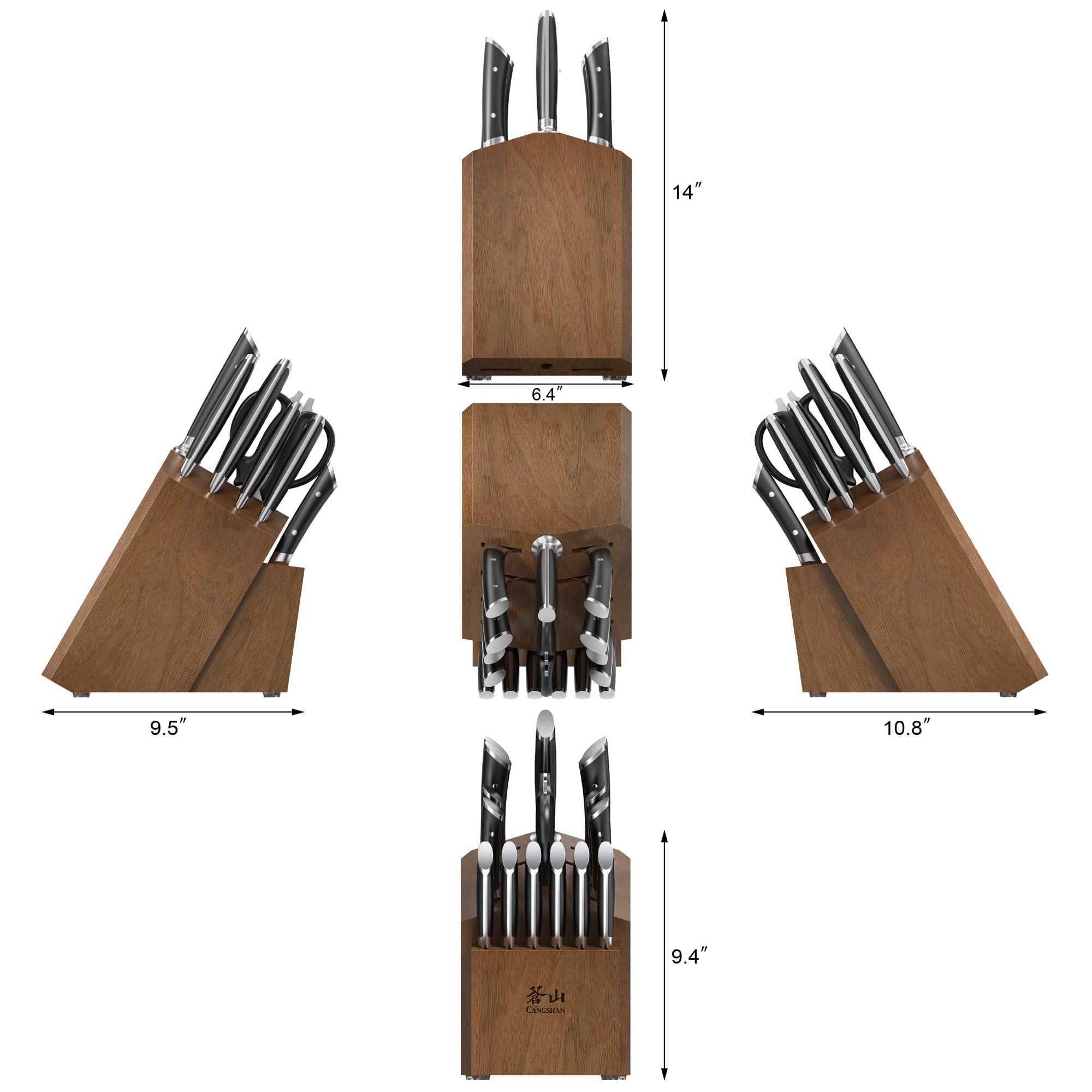 HELENA Series 17-Piece Knife Block Set, Forged German Steel, Acacia Block