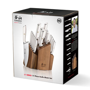 
                  
                    Load image into Gallery viewer, L&amp;amp;L1 Series 17-Piece SHAN Knife Block Set, Forged German Steel, Black, 1026788
                  
                