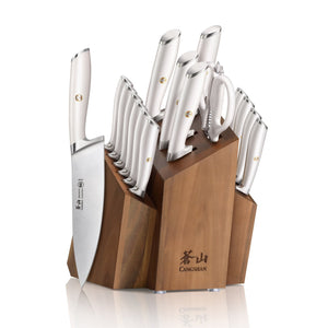 
                  
                    Load image into Gallery viewer, L&amp;amp;L1 Series 17-Piece SHAN Knife Block Set, Forged German Steel, Black, 1026788
                  
                