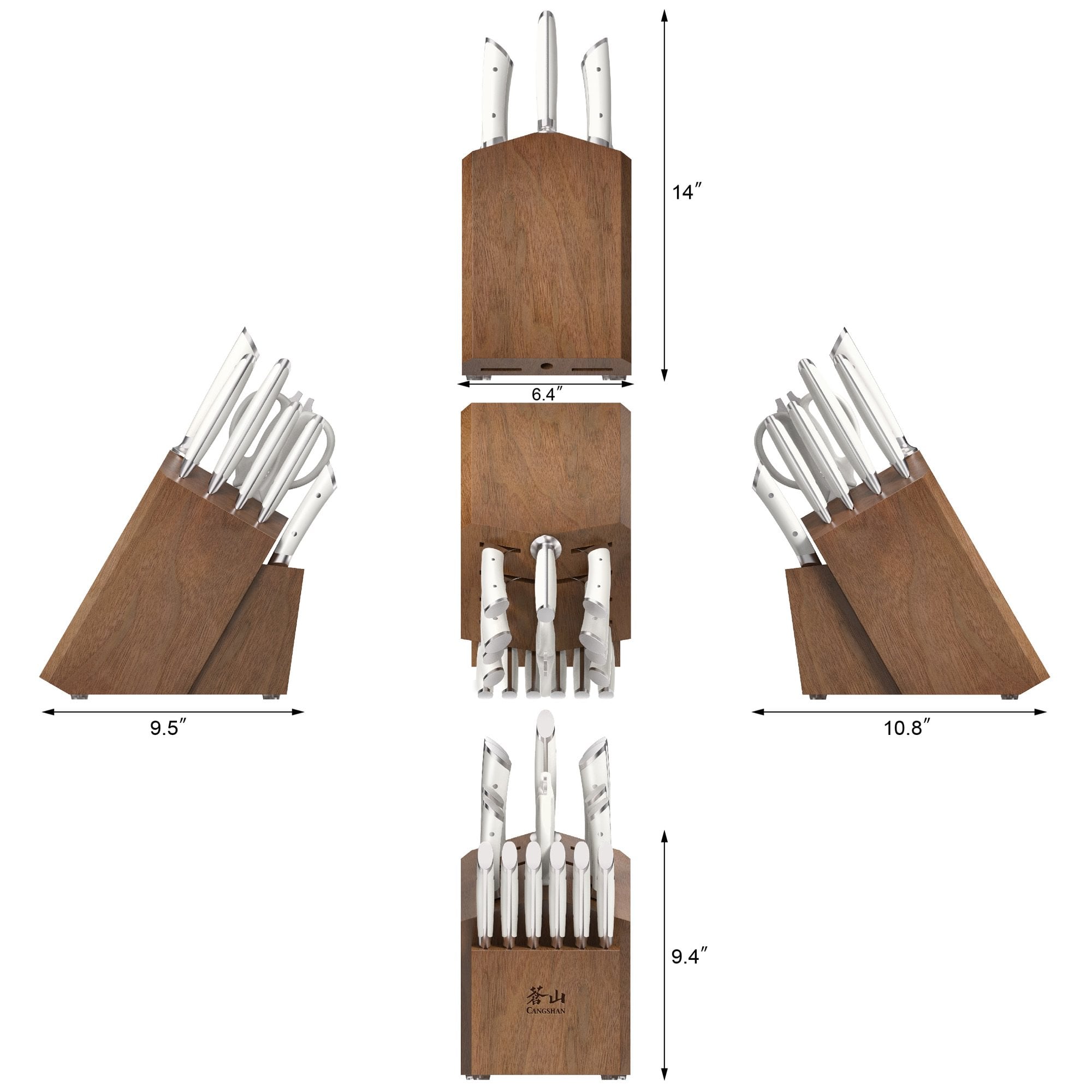 HELENA Series 17-Piece Knife Block Set, Forged German Steel, Acacia Block