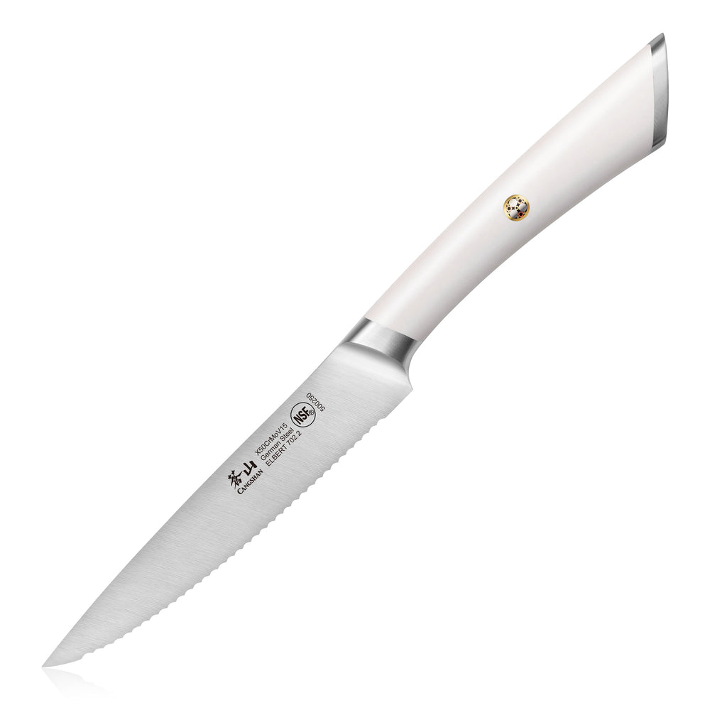 
                  
                    Load image into Gallery viewer, Cangshan ELBERT Series German Steel Forged 5&amp;quot; Serrated Utility Knife
                  
                