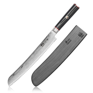 
                  
                    Cargar imagen en el visor de la galería, YARI Series 9-Inch Bread Knife with Sheath, X-7 Damascus Steel, 501226
                  
                