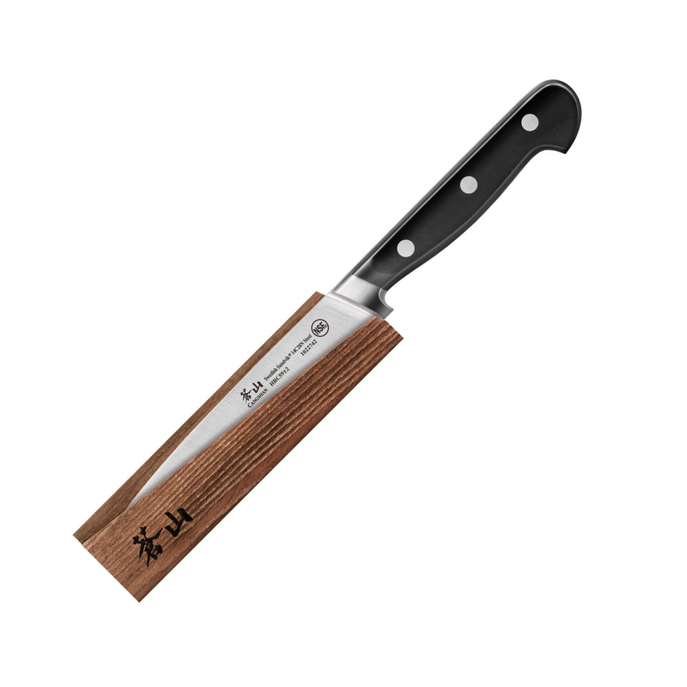 
                  
                    Cargar imagen en el visor de la galería, TV2 Series 5-Inch Serrated Utility Knife with Wood Sheath, Forged Swedish 14C28N Steel, 1022759
                  
                