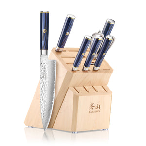 
                  
                    Load image into Gallery viewer, KITA Series 8-Piece Knife Block Set with Empty Slots, High Carbon X-7 Damascus Steel, 16-Slot Maple Block, 503862
                  
                