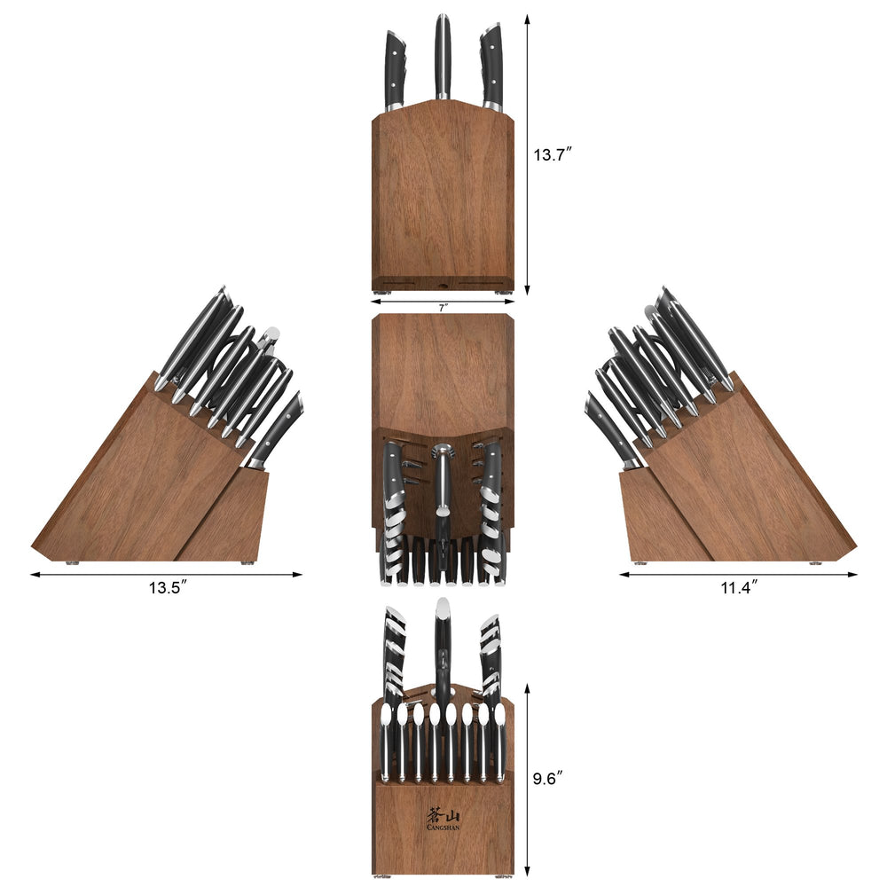 
                  
                    Load image into Gallery viewer, OLYMPUS Series 23-Piece Knife Block Set, German Steel, Acacia, 504203
                  
                