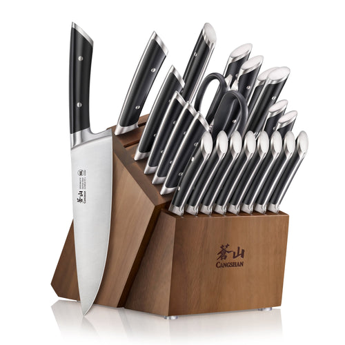 OLYMPUS Series 23-Piece Knife Block Set, German Steel, Acacia, 504203
