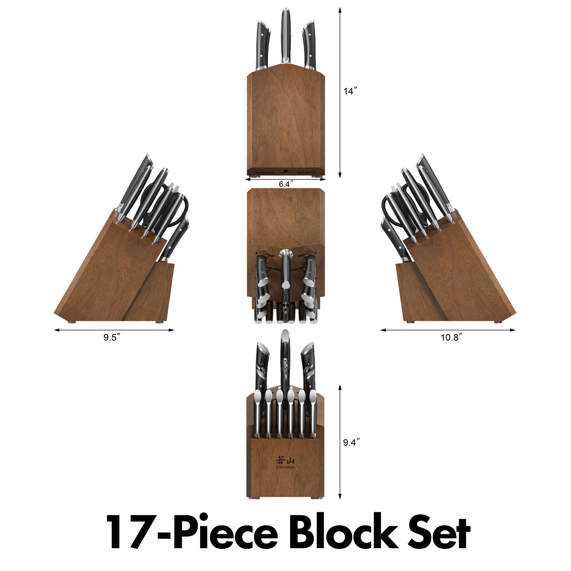 HELENA Series Knife Block Set, Forged German Steel, Acacia Block
