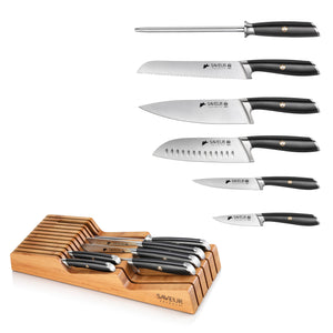 
                  
                    Load image into Gallery viewer, Saveur Selects 6-Piece Knife Set with Bamboo in Drawer Storage Knife Block, 1026306
                  
                