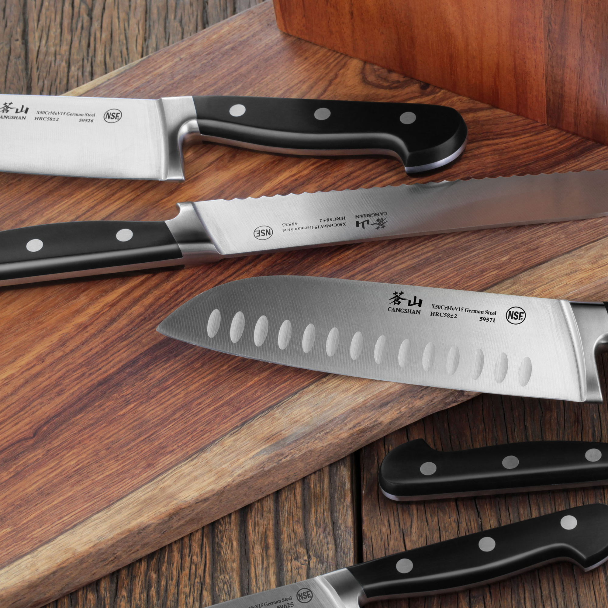 V2 Series 6-Piece Knife Block Set, Forged German Steel, Acacia Block, 59908
