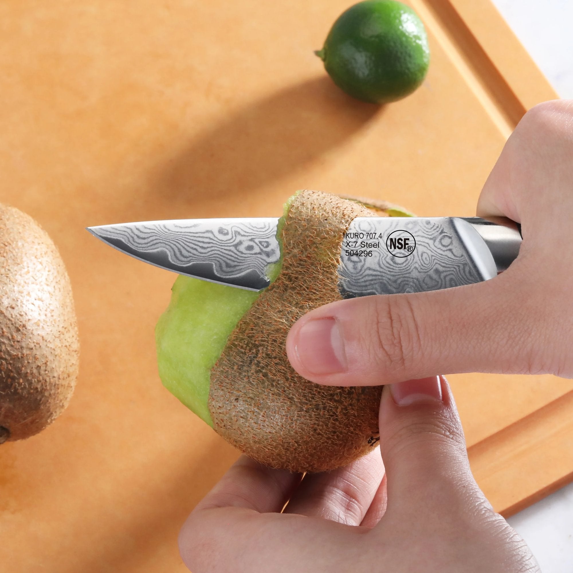 KURO Series 3.5-inch Paring Knife with Sheath, High-Carbon X-7 Damascus Steel, 504296