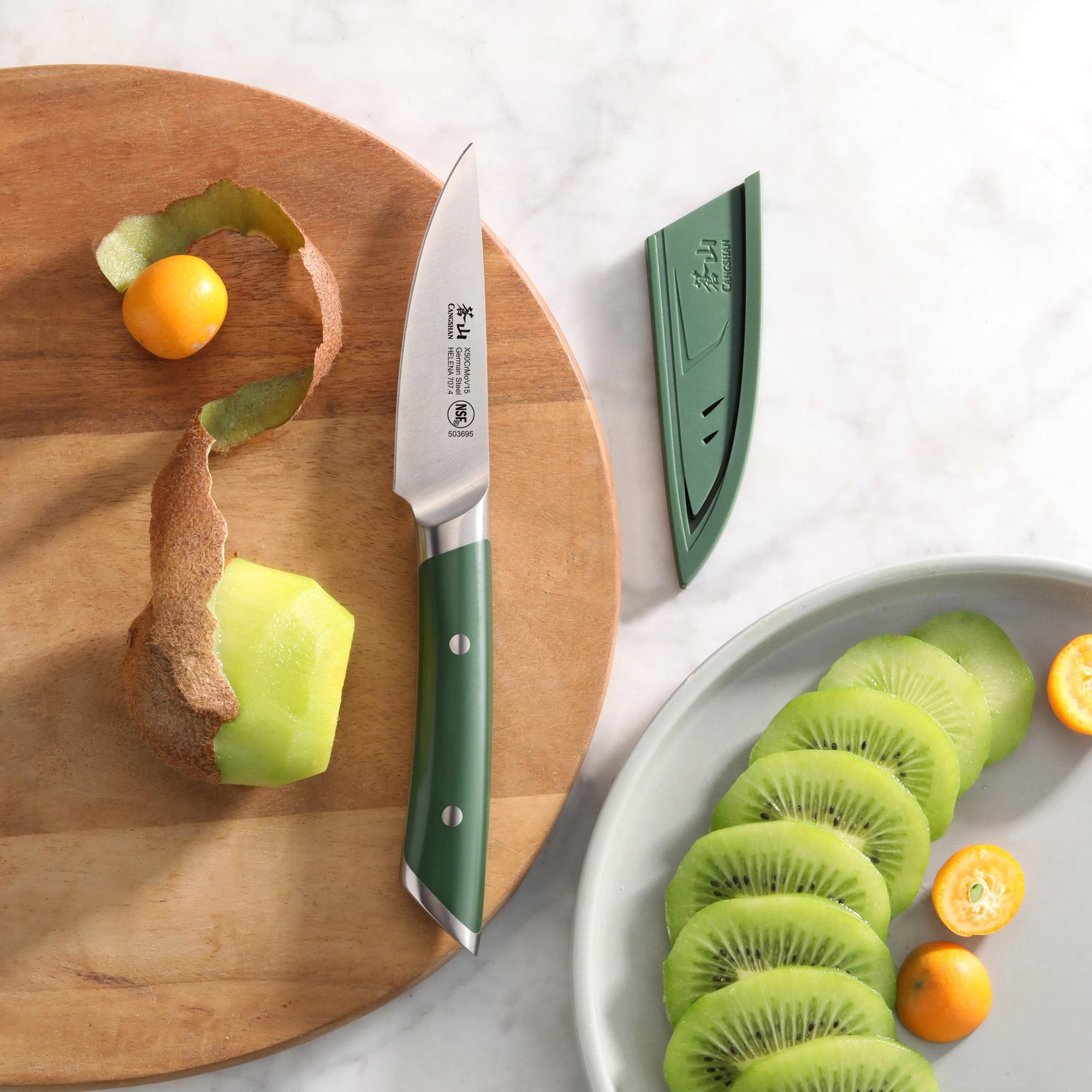 HELENA Series 3.5-Inch Paring Knife with Sheath, Forged German Steel (6 Color Options)