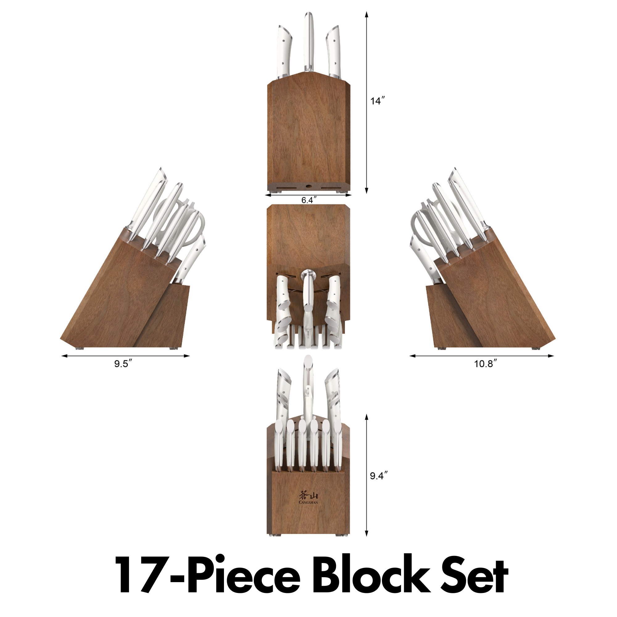 HELENA Series Knife Block Set, Forged German Steel, Acacia Block