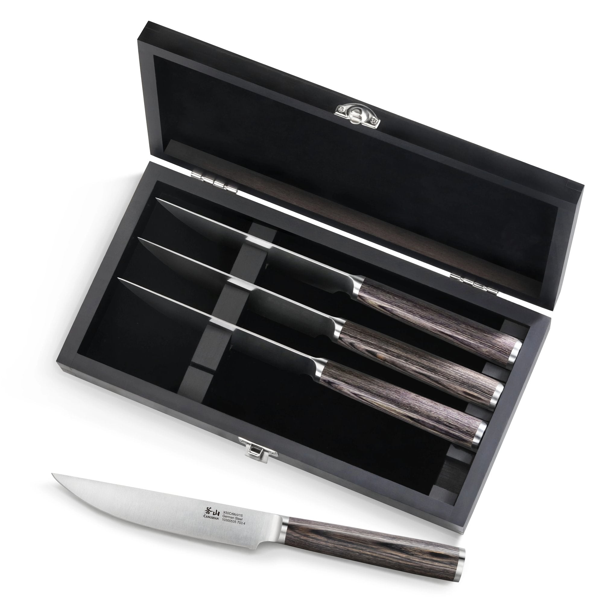 4-Piece Pakkawood Steak Knife Set w/ Wood Box, 10300535