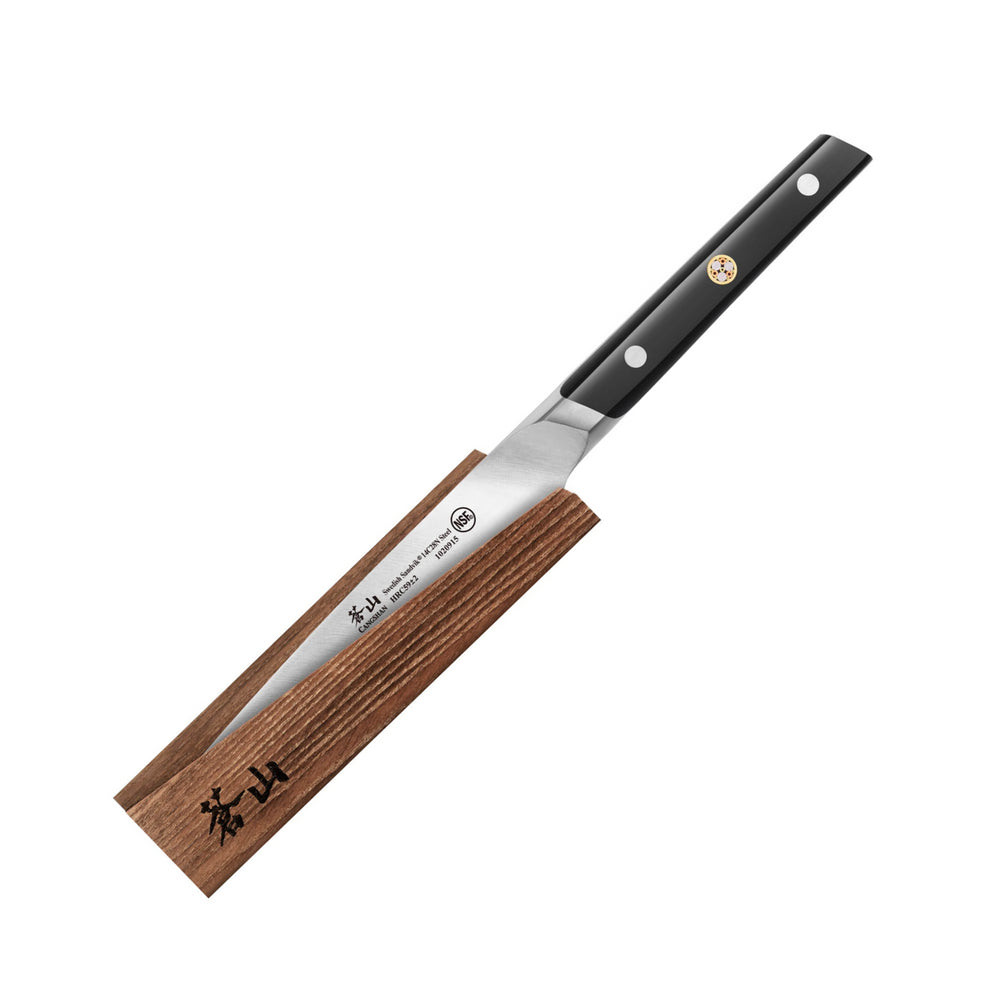 
                  
                    Cargar imagen en el visor de la galería, TC Series 5-Inch Serrated Utility Knife with Ash Wood Sheath, Forged Swedish 14C28N Steel, 1020922
                  
                