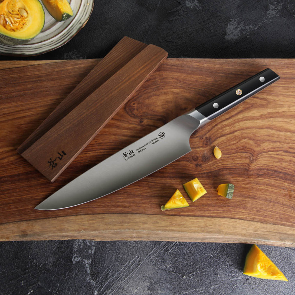 
                  
                    Cargar imagen en el visor de la galería, TC Series 8-Inch Chef Knife with Ash Wood Sheath, Forged Swedish 14C28N Steel, 1020908
                  
                