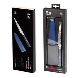 
                  
                    Cargar imagen en el visor de la galería, KITA Series 5-Inch Serrated Utility Knife with Sheath, High Carbon X-7 Damascus Steel, 501448
                  
                
