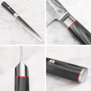 
                  
                    Load image into Gallery viewer, Cangshan YARI Series 501288 X-7 Damascus Steel 8-inch Sashimi Knife with Sheath
                  
                