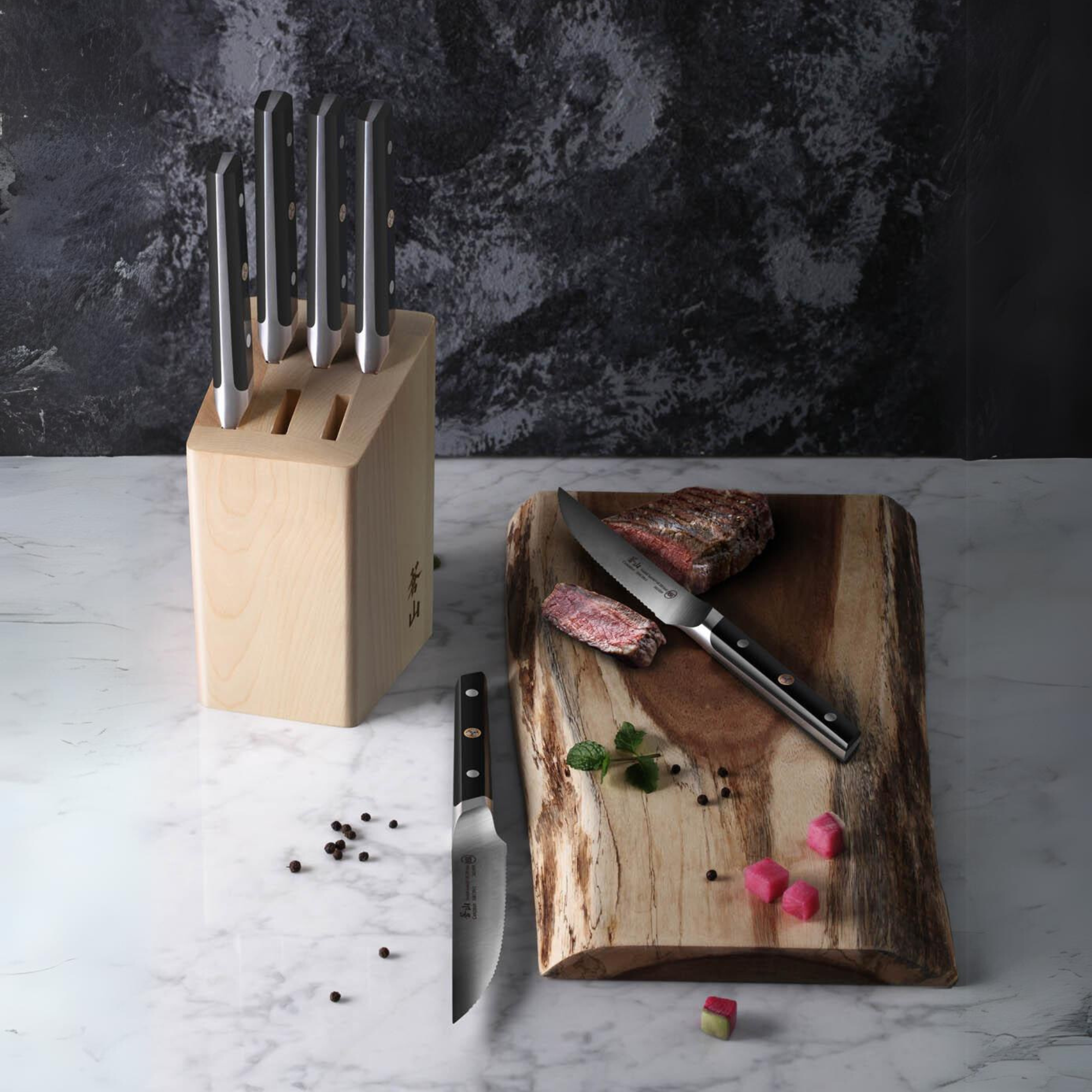 TC Series 6-Piece Steak Knife Block Set, Forged Swedish 14C28N Steel