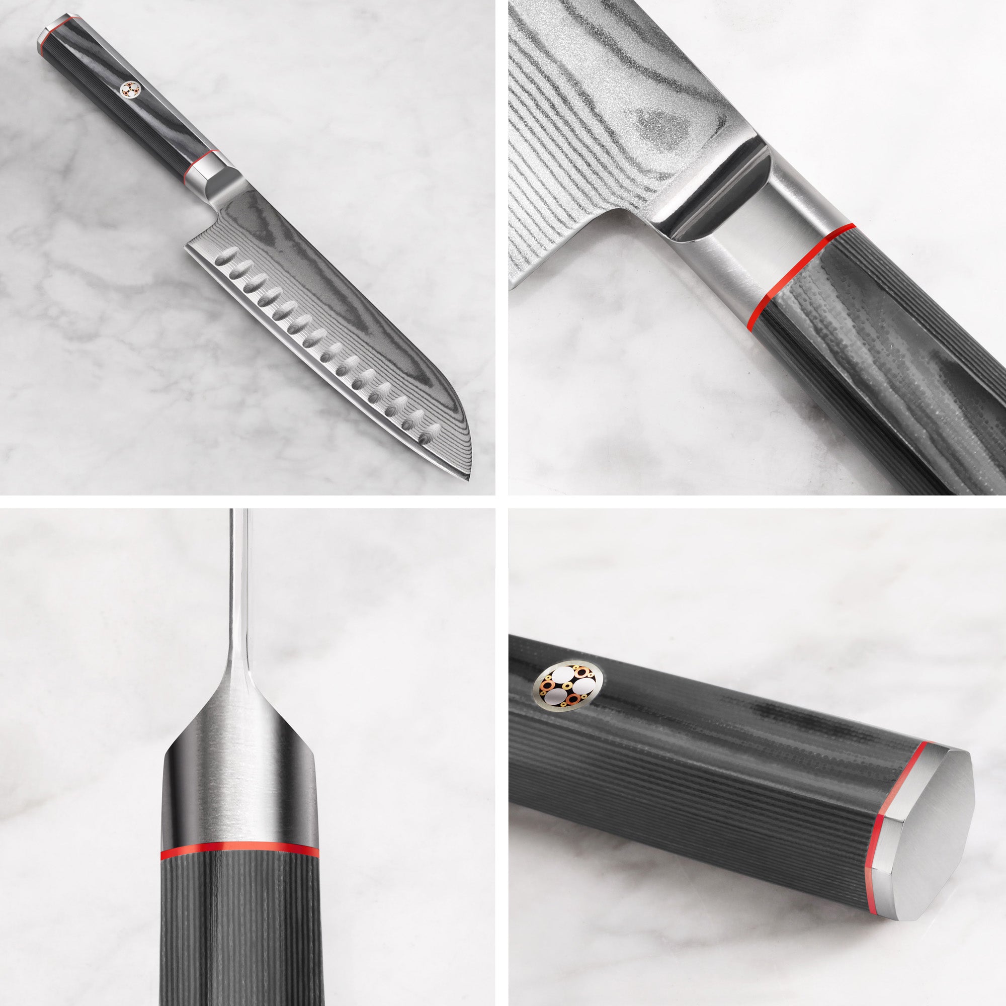 YARI Series 7-Inch Santoku Knife with Sheath, X-7 Damascus Steel, 501240