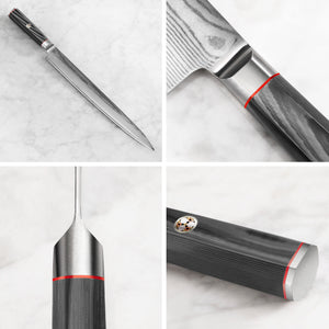 
                  
                    Load image into Gallery viewer, Cangshan YARI Series 501301 X-7 Damascus Steel 12-inch Sashimi Knife with Sheath
                  
                