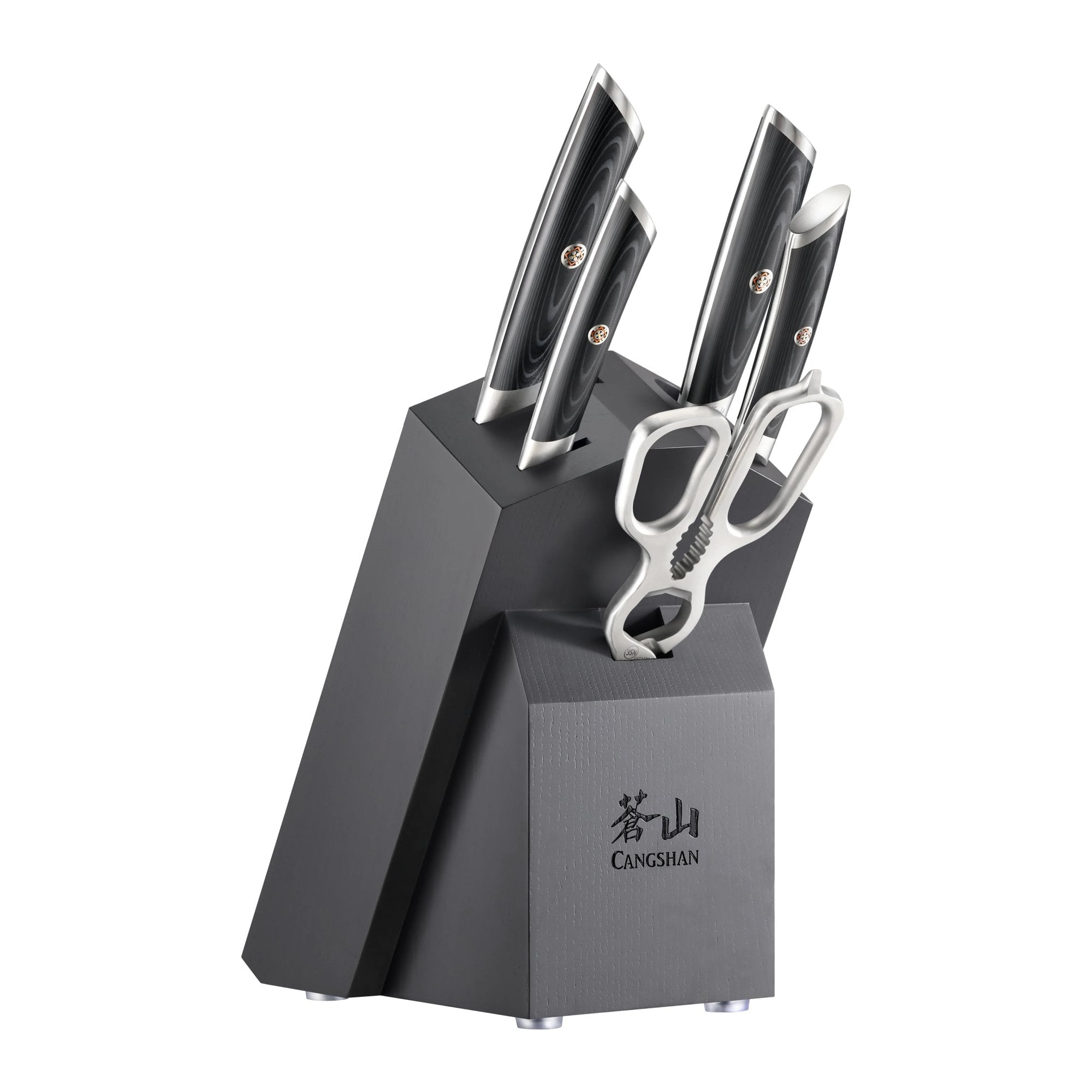 KURO Series 6-Piece Knife Block Set, High Carbon X-7 Damascus Steel, 504333