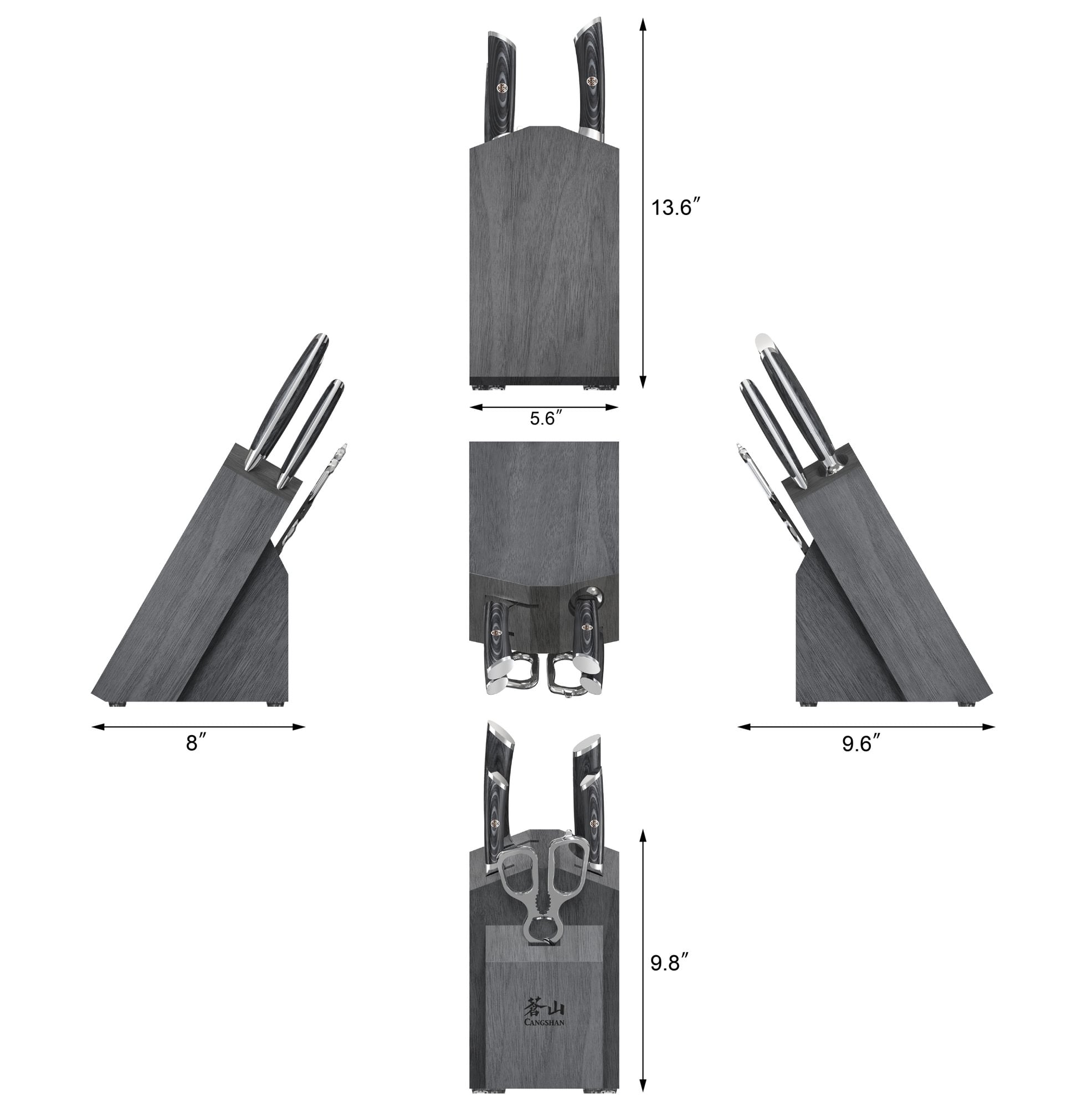 KURO Series 6-Piece Knife Block Set, High Carbon X-7 Damascus Steel, 504333
