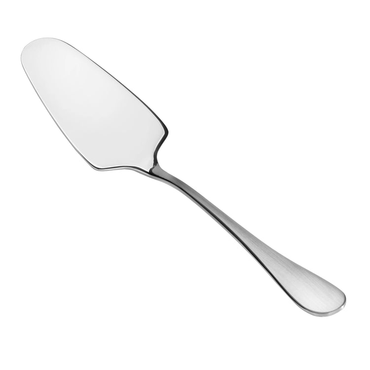 Stainless steel pie server with a flat, triangular blade and a matte finish handle.