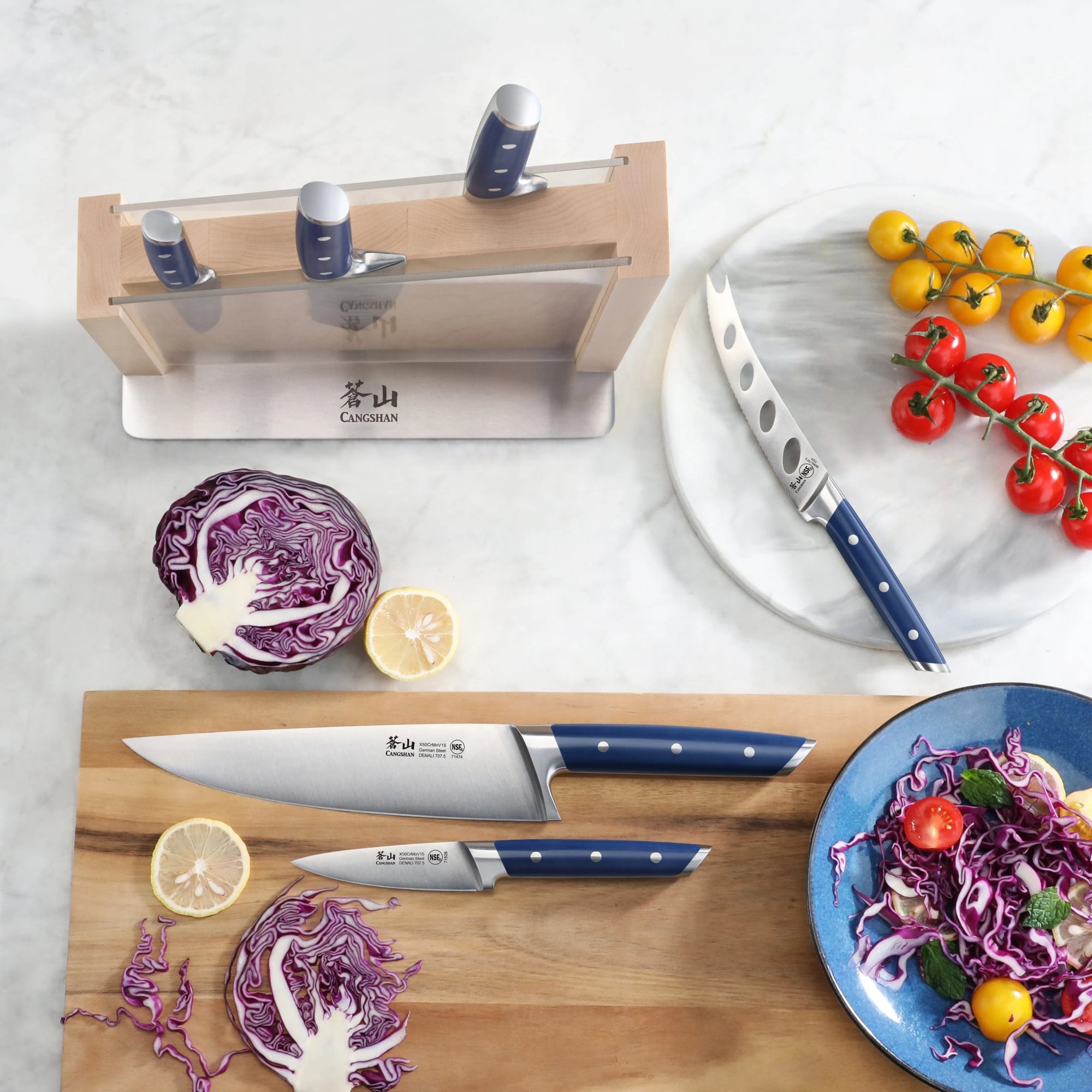 DENALI Series 7-Piece HUA Magnetic Block Set, Blue Handles, Maple, 10300835