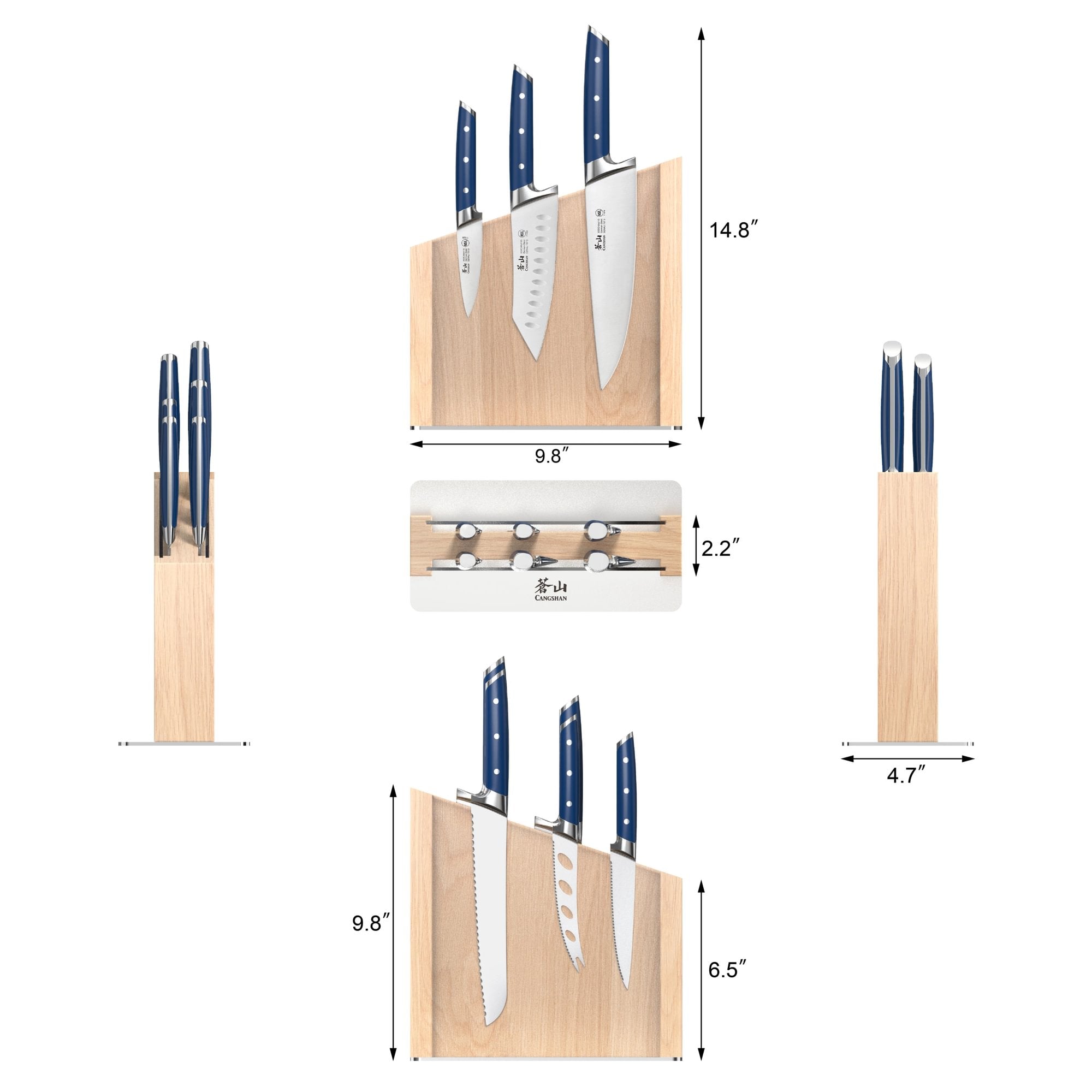 DENALI Series 7-Piece HUA Magnetic Block Set, Blue Handles, Maple, 10300835