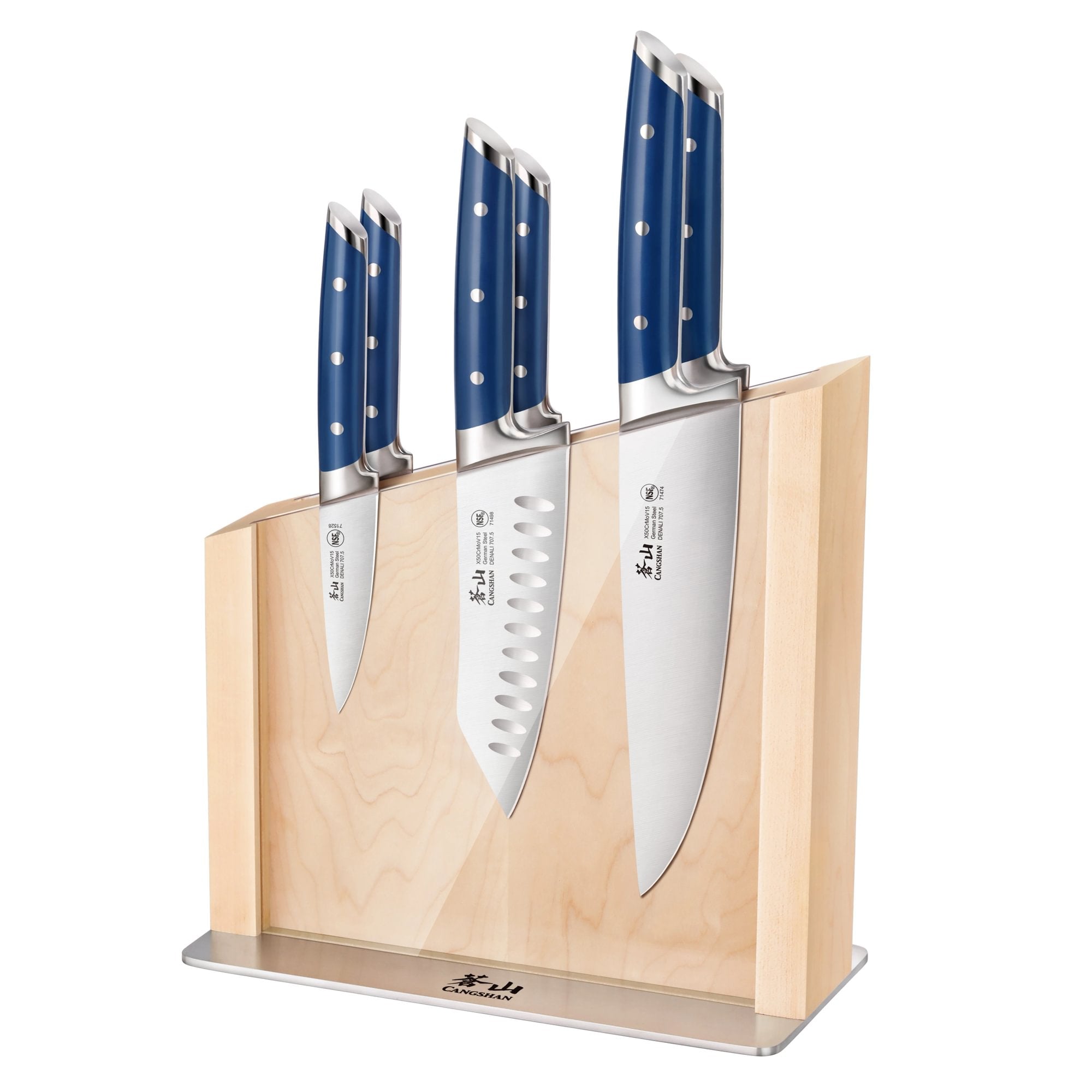 DENALI Series 7-Piece HUA Magnetic Block Set, Blue Handles, Maple, 10300835