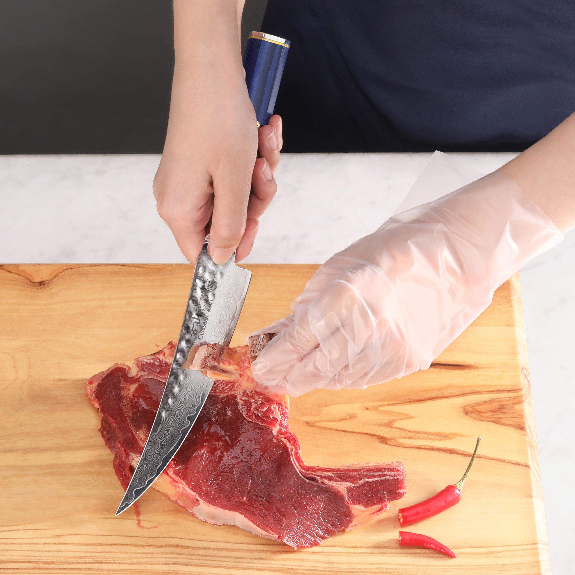 KITA Series 6-Inch Boning Knife with Sheath, High Carbon X-7 Damascus Steel, 501431