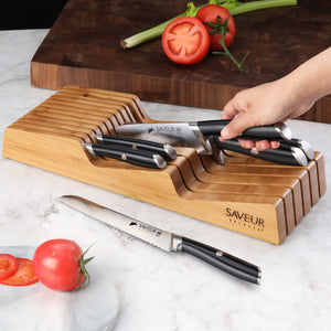 
                  
                    Load image into Gallery viewer, Saveur Selects 1026306 German Steel Forged 6-Piece Knife Set with Bamboo in Drawer Storage Knife Block
                  
                