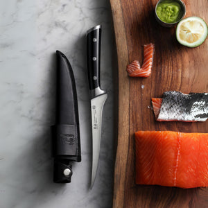 
                  
                    Load image into Gallery viewer, TS Series 7-Inch Fillet Knife with Leather Sheath, Forged Swedish 14C28N Steel, 1020458
                  
                
