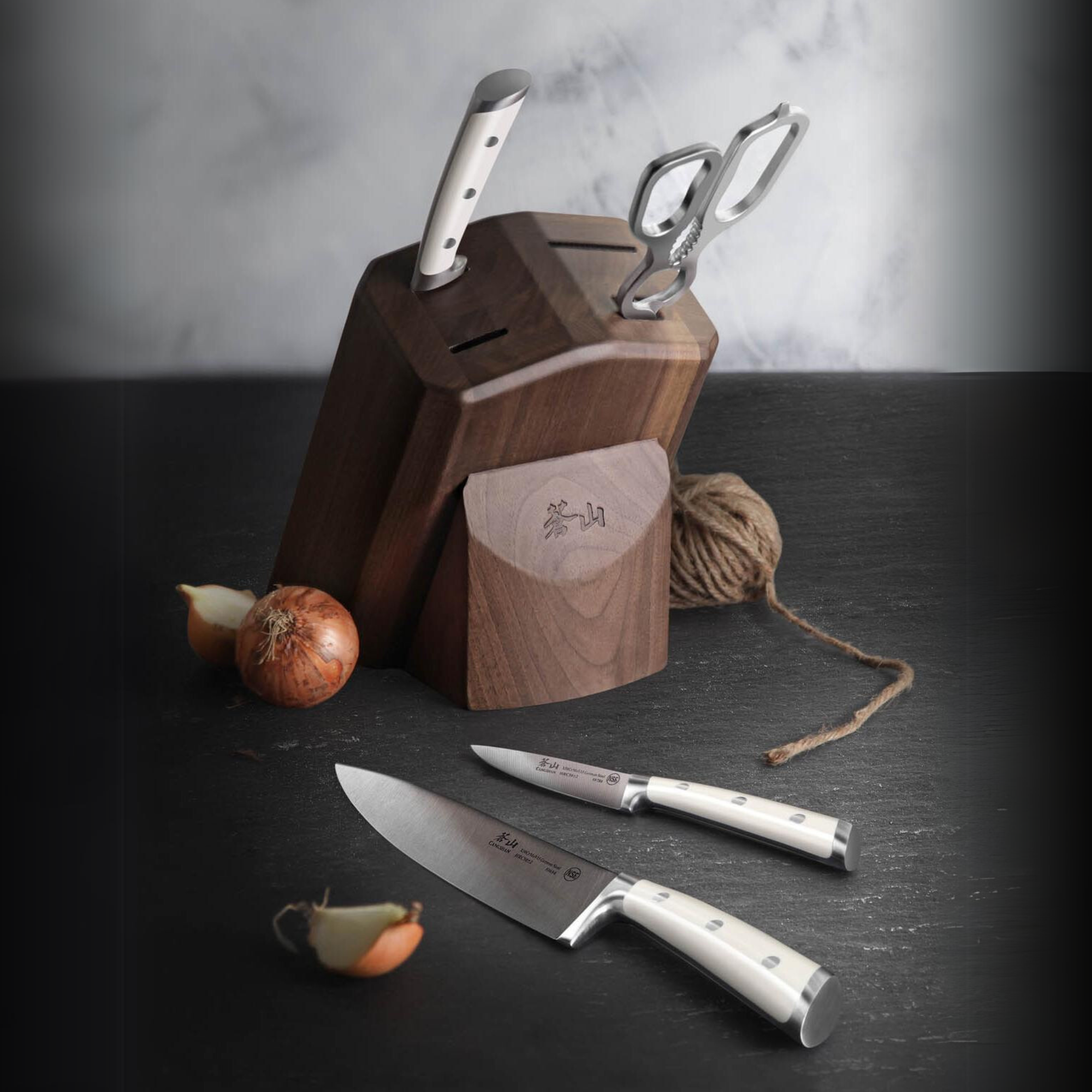 S1 Series 5-Piece Starter Knife Block Set, Forged German Steel, Walnut Block, 1022568