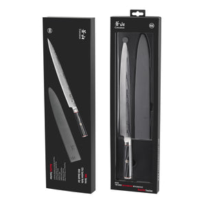 
                  
                    Load image into Gallery viewer, YARI Series 12-inch Sashimi Knife with Sheath, X-7 Damascus Steel, 501301
                  
                