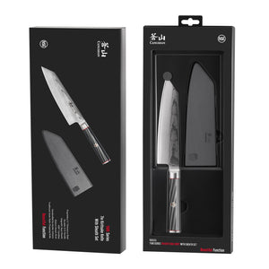 
                  
                    Load image into Gallery viewer, YARI Series 7-Inch Kiritsuke Knife with Sheath, X-7 Damascus Steel, 501233
                  
                