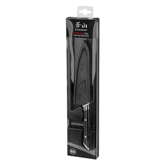 
                    
                      Black 5.5-inch prep utility knife with black handle in clear plastic and black cardboard packaging.
                    
                  