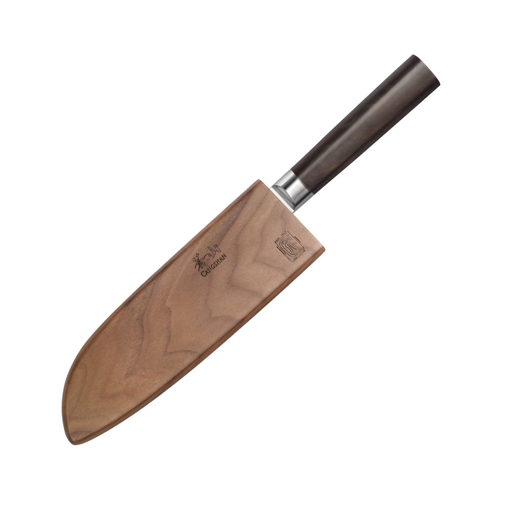 
                  
                    Load image into Gallery viewer, HAKU Series 7-Inch Santoku Knife with Sheath, Forged X-7 Damascus Steel, 501066
                  
                
