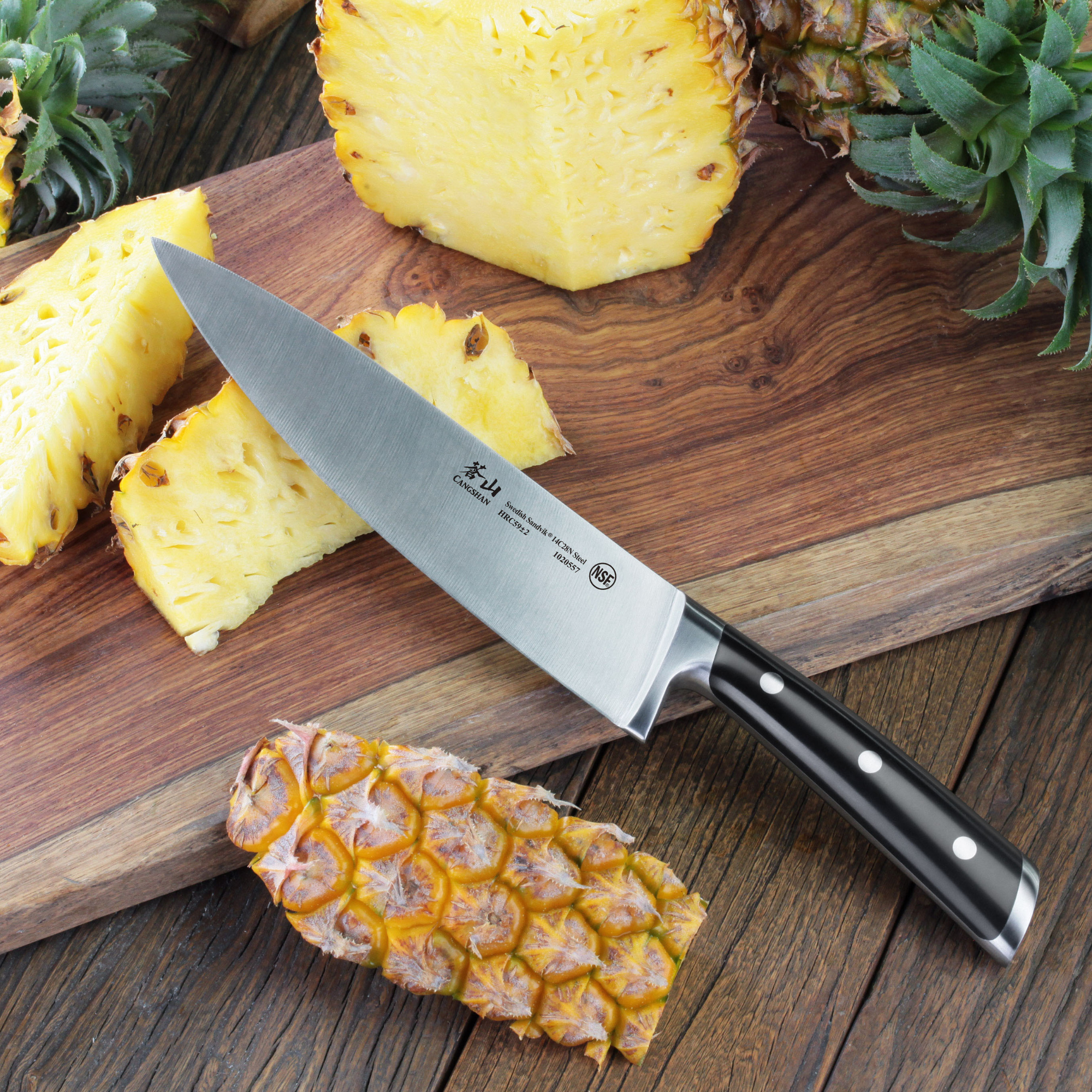 TS Series 3-Piece Starter Knife Set with Ash Wood Sheaths, Forged Swedish 14C28N Steel, 1020854