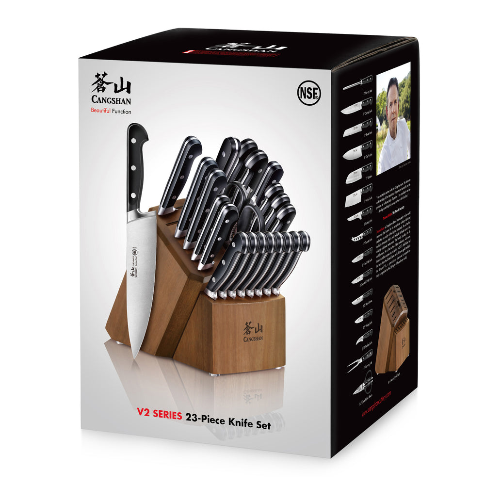
                  
                    Load image into Gallery viewer, V2 Series 23-Piece Knife Block Set, Forged German Steel, Acacia Block, 1024128
                  
                