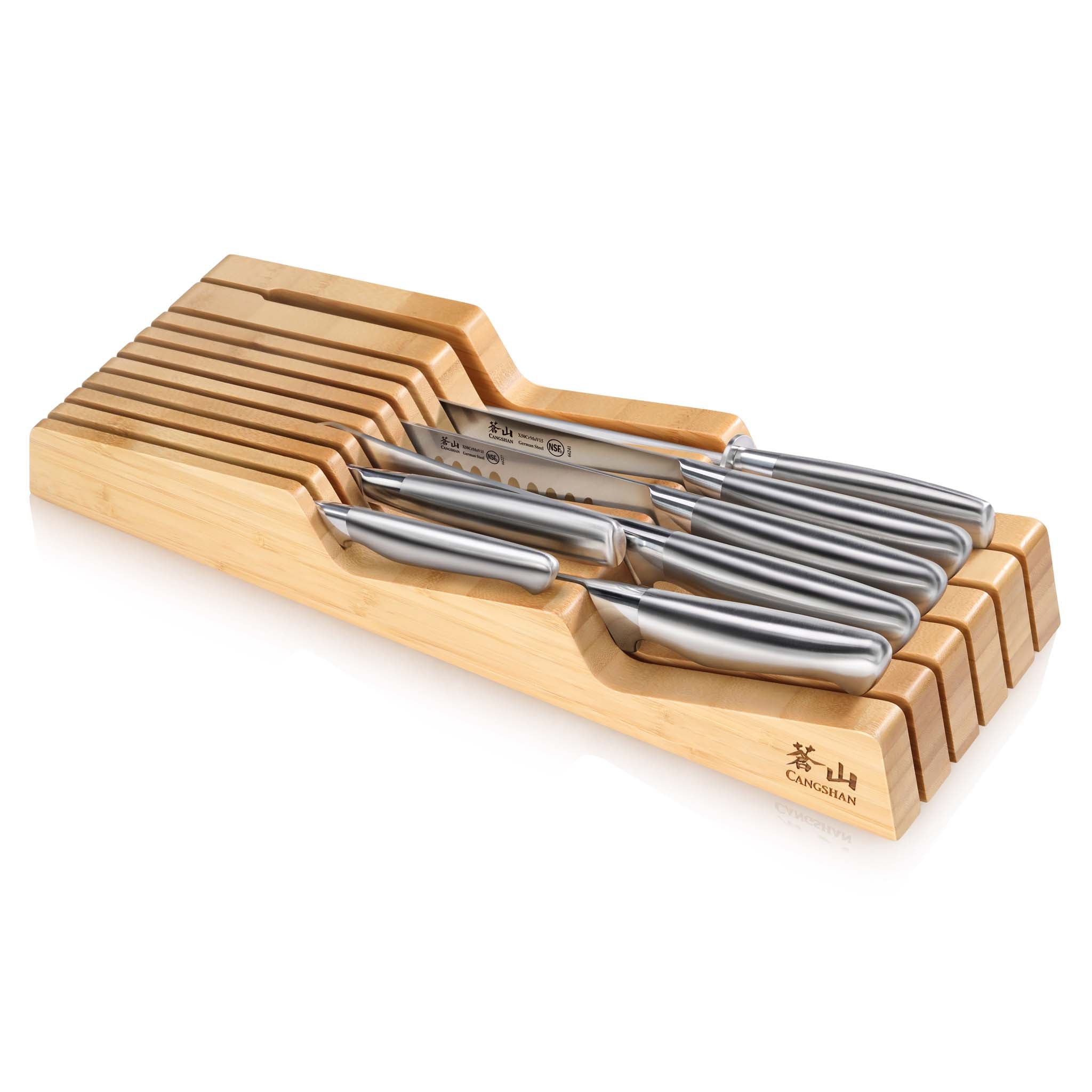 SANFORD Series 8-Piece BBQ Knife In-Drawer Set, Forged German Steel, Bamboo Tray, 1027143