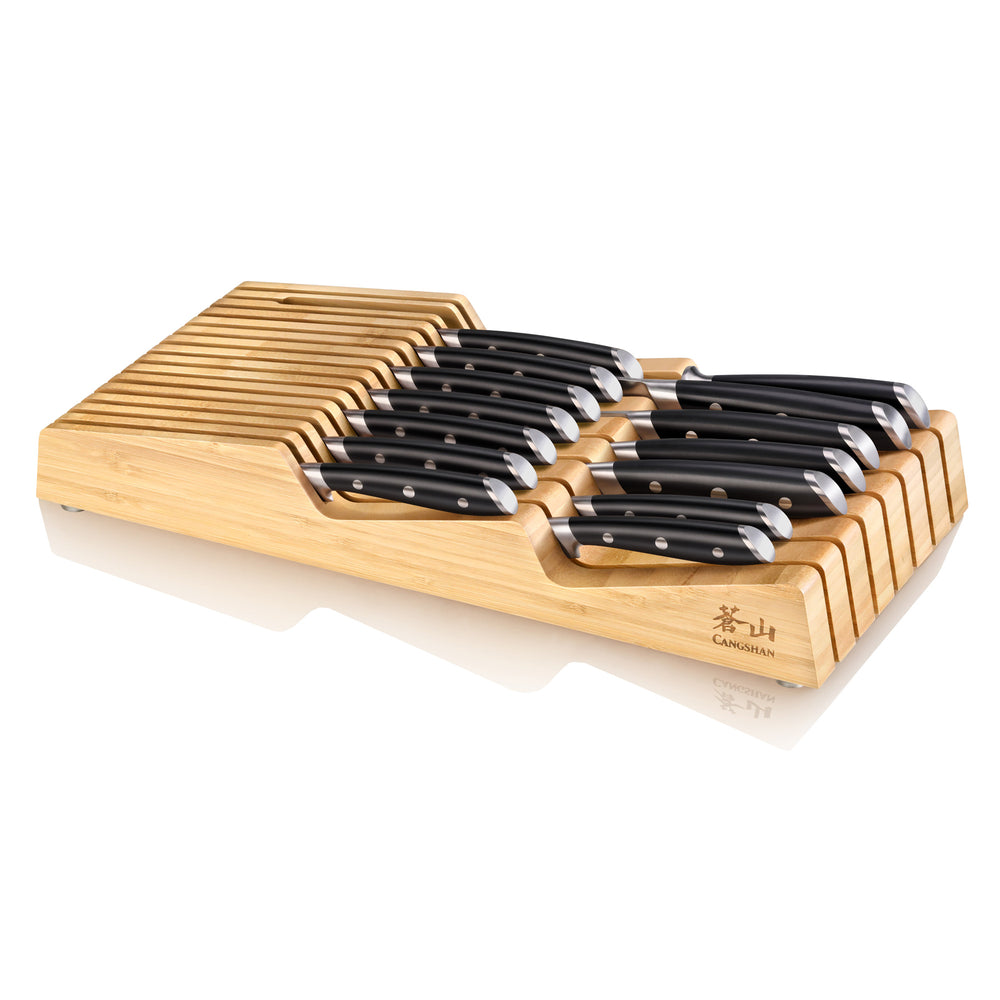 
                  
                    Load image into Gallery viewer, ALPS Series 15-Piece In-Drawer Knife Set with Bamboo Tray, Forged German Steel
                  
                